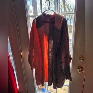 Two-Tone Open Front Cardigan